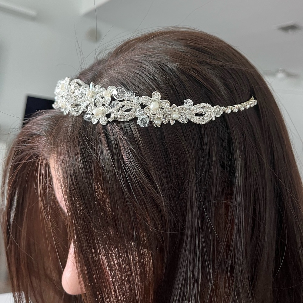 Bridal Headpiece Headband/Tiara Swarovski Crystal & Pearls